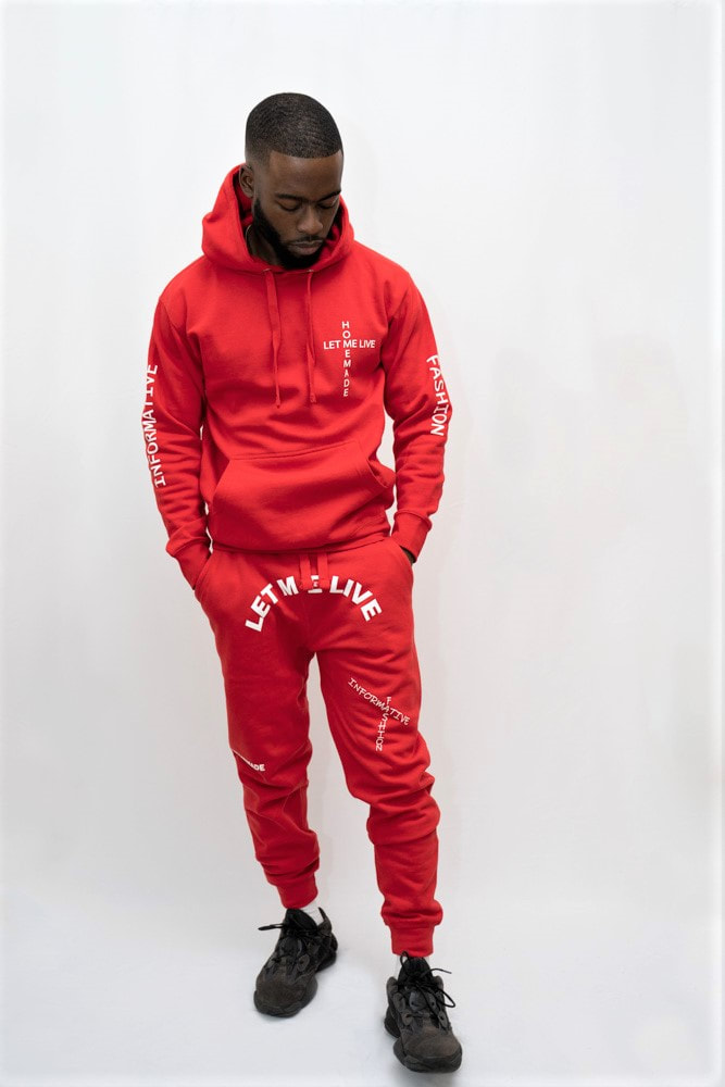 Red jogging suits clearance